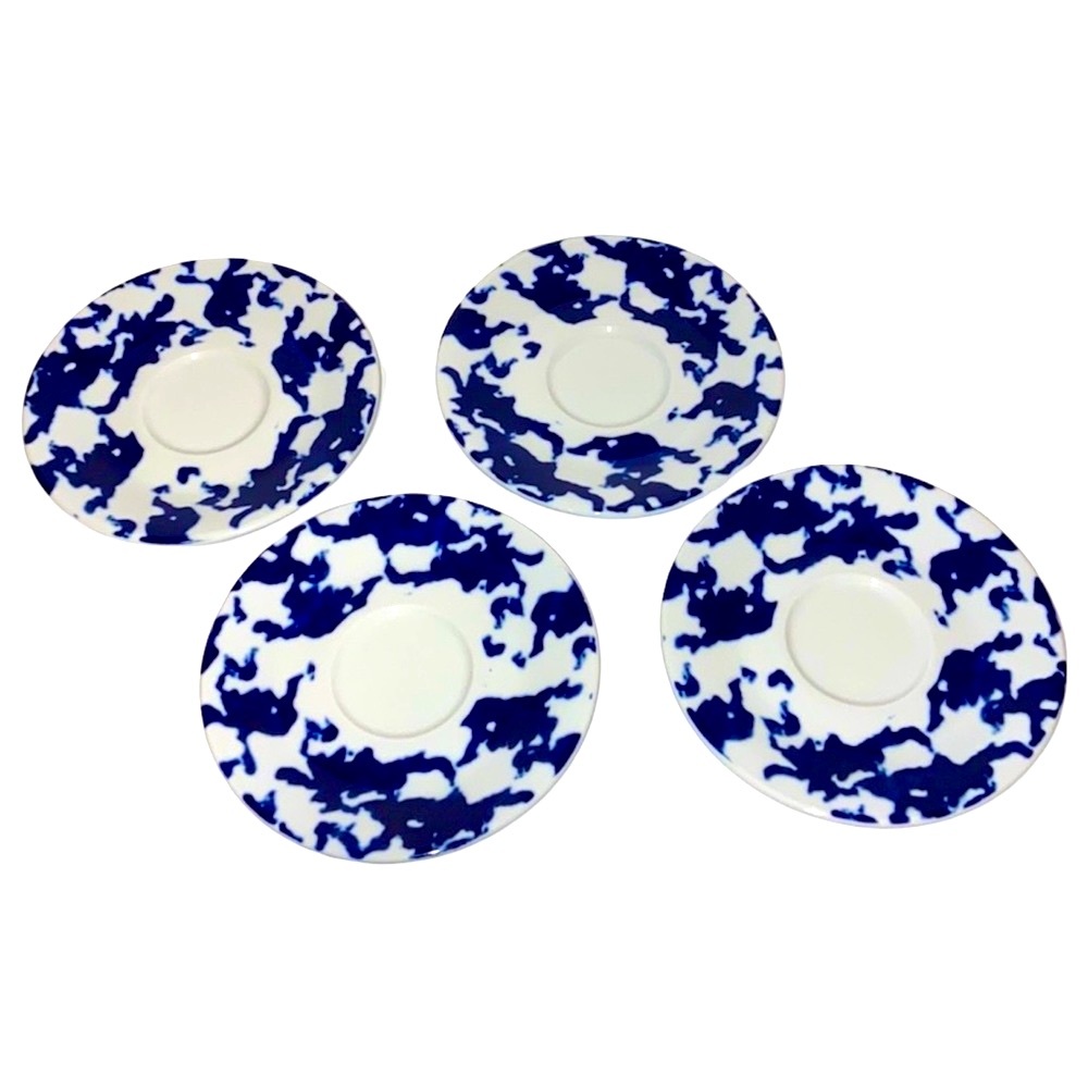NWOT • Paolo Navone • Blu Sponge Collection • 4 Saucer Appetizer Dessert Plates